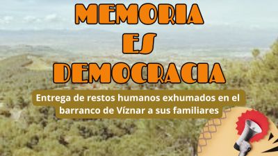 Entrega de restos humanos exhumados en el barranco de Víznar a sus familiares