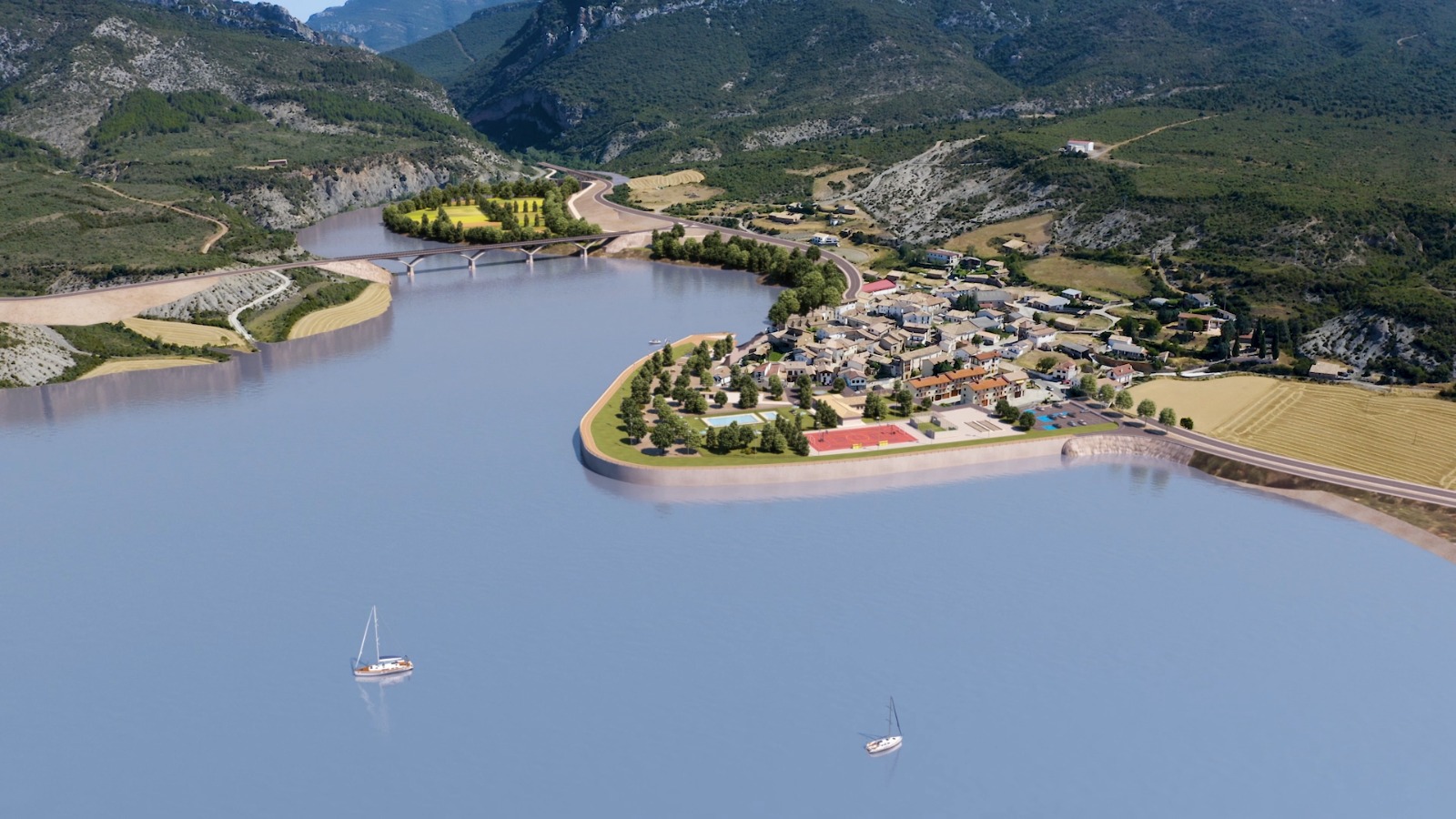 Vista del embalse de Yesa desde Sig&uuml;&eacute;s