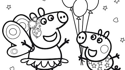Colorea a Peppa y George en el Festival del Barro