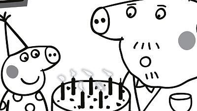 Colorea la fiesta de cumpleaños del Abuelo Pig