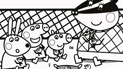 Colorea a Peppa Pig en la granja