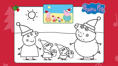 Navidad en la playa con Peppa Pig...¡coloréala!