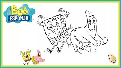 Colorea a Bob y Patricio chocando culetes