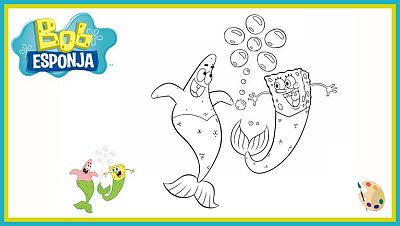 Colorea a Bob y Patricio sirenas