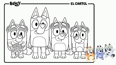 Colorea a Bluey y su familia en 'El cartel'