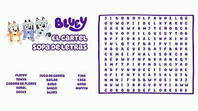 Sopa de letras de 'El cartel' de Bluey