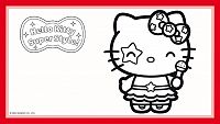 Colorea a Hello Kitty cantante