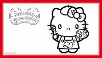 Colorea a Hello Kitty pintora