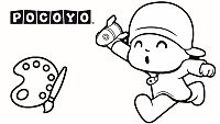 Colorea a Pocoyó con su cohete de juguete