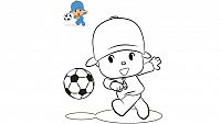 Colorea a Pocoyó jugando al fútbol