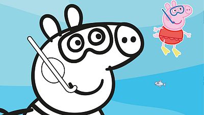 Colorea a Peppa buceando