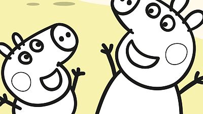 Colorea a Peppa y George en la playa