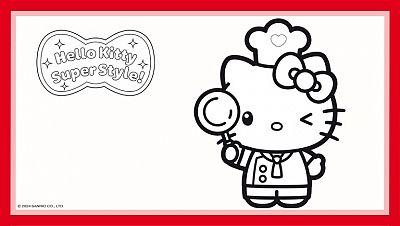 Colorea a Hello Kitty pizzera