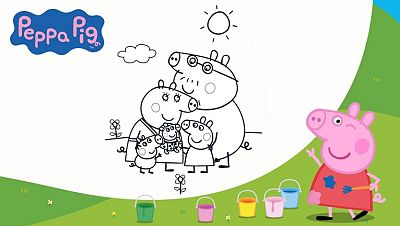 Familia Pig crece - Colorea a la familia Pig con el bebé