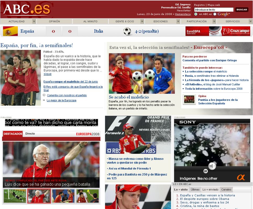 Portada de la edición online del 'ABC'
