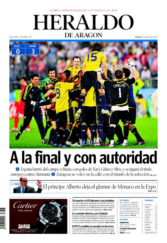 Portada de El Heraldo de Aragón