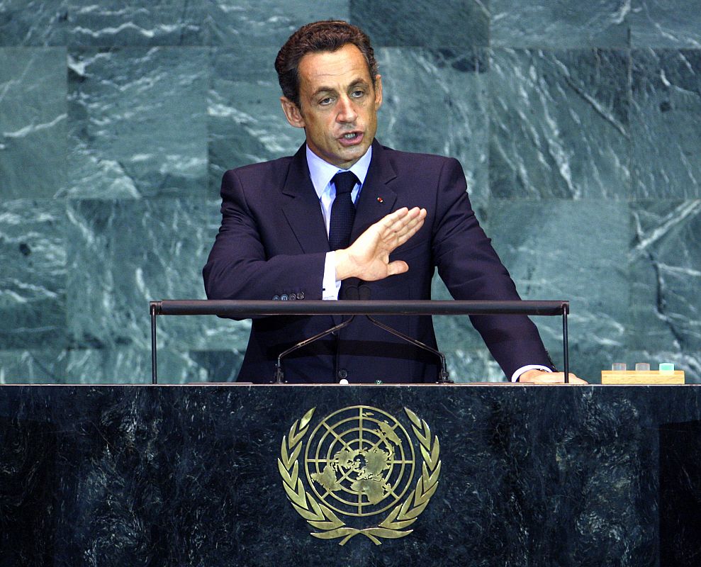 France's President Nicolas Sarkozy addresses the 64th United Nations General Assembly at the U.N. headquarters in New York