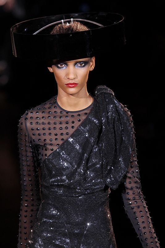 A model presents a creation by Italian designer Riccardo Tisci for French fashion house Givenchy as part of their Haute Couture Spring Summer 2010 fashion show in Paris