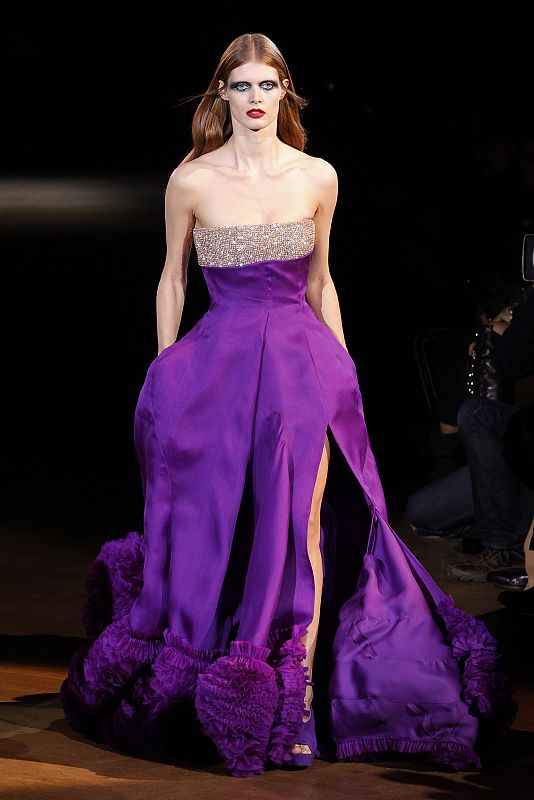 A model presents a creation by Italian designer Riccardo Tisci for French fashion house Givenchy as part of their Haute Couture Spring Summer 2010 fashion show in Paris