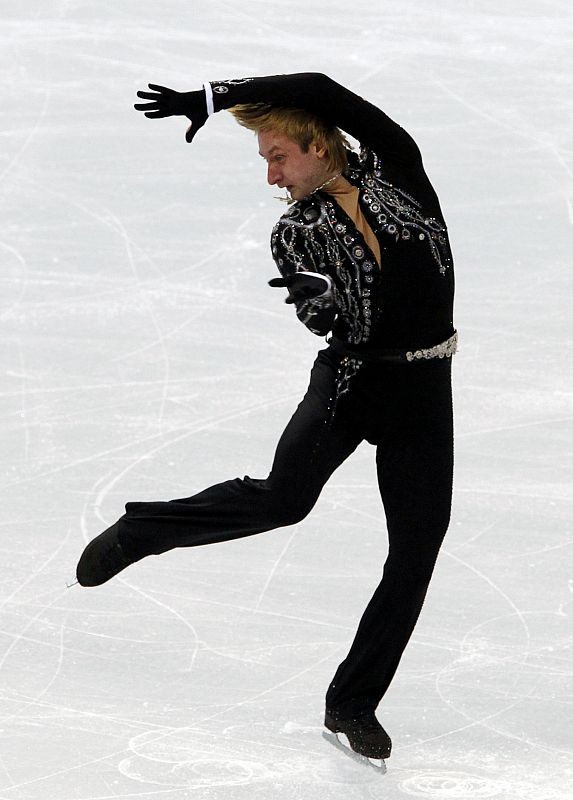 Plushenko of Russia performs during the men's short programme figure skating competition at the Vancouver 2010 Winter Olympics