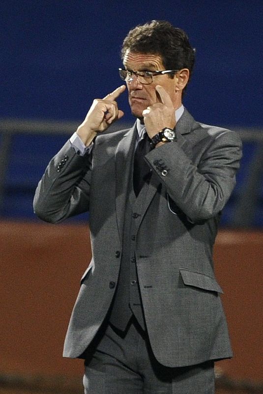 England's coach Capello gestures during a 2010 World Cup Group C soccer match against the US in Rustenburg