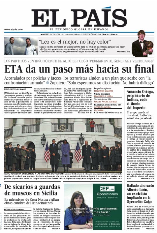 ETA da un paso más hacia su final, según el diario El País.