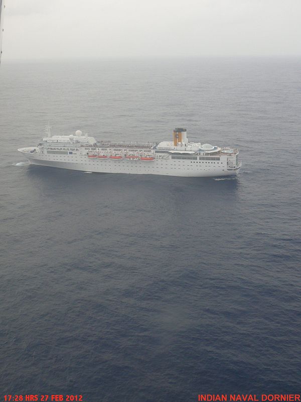 El Costa Allegra, de la compañía Costa Cruceros, en el Océano Índico