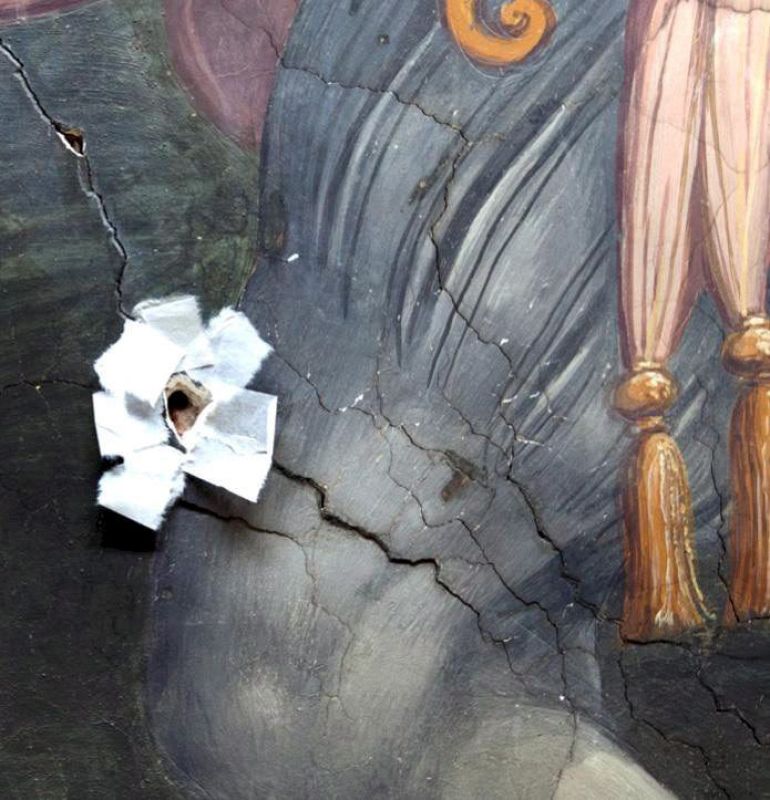 Imagen facilitada por la revista National Geographic de un detalle del falso muro del Palacio Viejo de Florencia.
