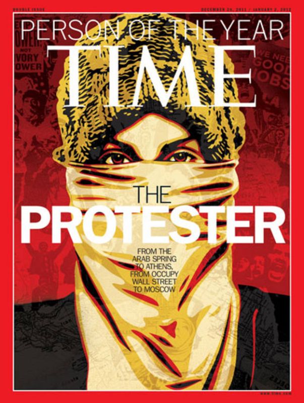 El manifestante, Personaje del Año 2011 por "haber capturado y apoyado un sentimiento mundial de esperanza de cambio".