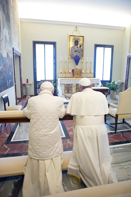 Pope Francis meets Benedict XVI