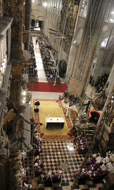 Vista aérea del interior de la catedral de Santiago de Compostela