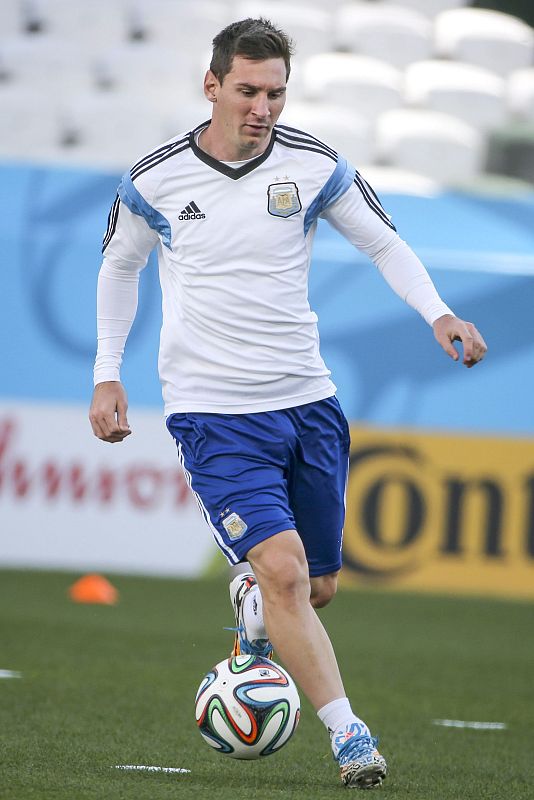 Messi durante el entrenamiento de Argenina.