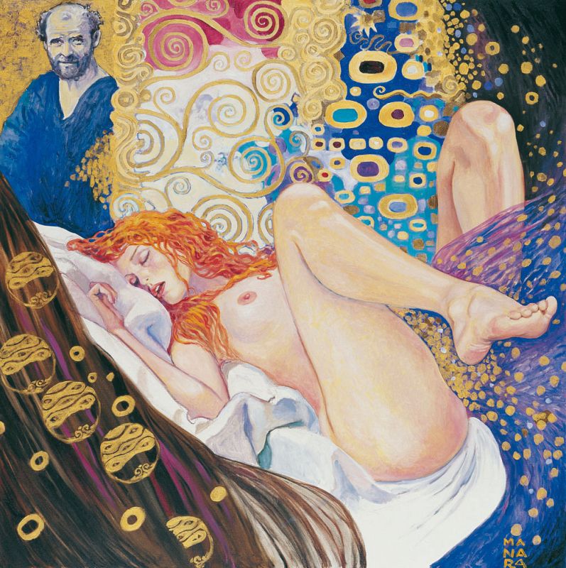 Danae de Gustav Klimt (1907) en Sensualitars; La modelè,de Milo manara, 2000