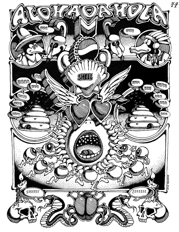 Rick Griffin Alohaohola ilustración. Zap Comick 1968.