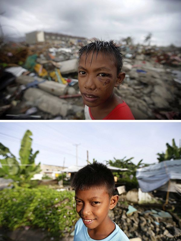 Joshua Castor, de 11 años, buscando comida y materiales en 2013