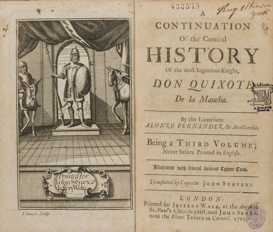 El Quijote de Avellaneda, primera edición en inglés, 1705