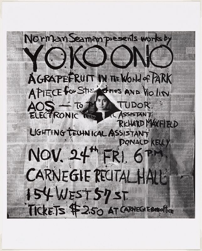 Póster para recital en el Carnegie Hall, Yoko ono (1961)