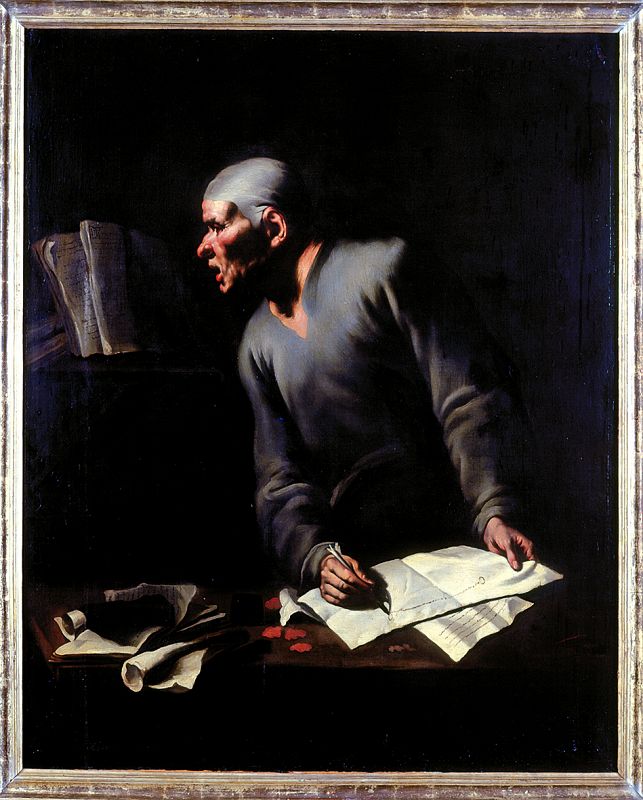 Maestro de la Anunciación a los pastores, "Un filósofo escribiendo o leyendo", Museo de Bellas Artes de Pau, Francia