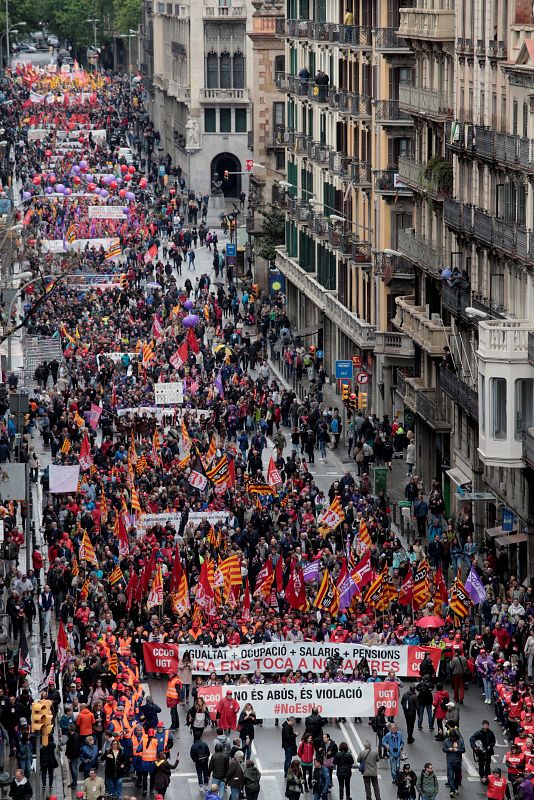 Manifestación en Barcelona del Primero de Mayo