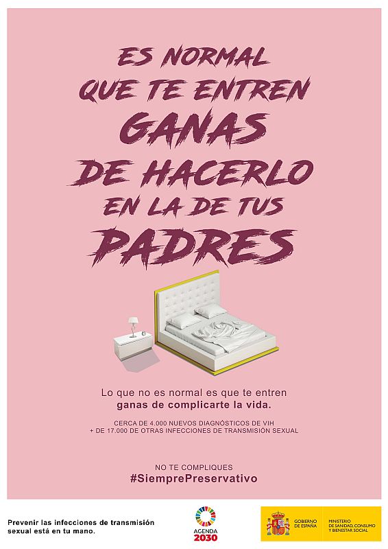 El Ministerio vuelve a dirigirse al público más jóven: "Es normal que te entren ganas, pero no te compliques: #siemprepreservativo".