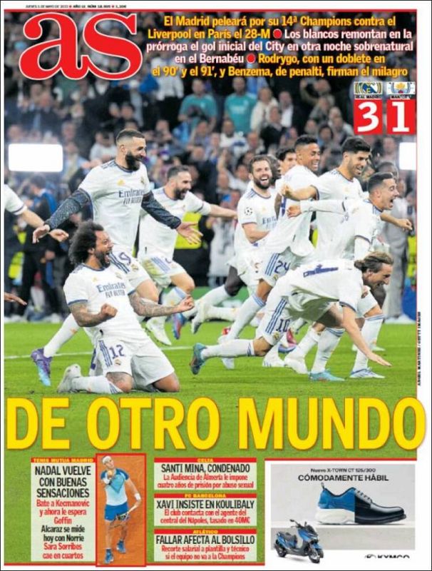 Para el diario As, el Madrid es "de otro mundo".
