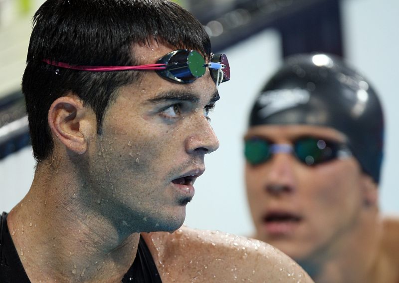 El español Jaime López en la prueba de natación de 200 metros del pentatlón moderno.