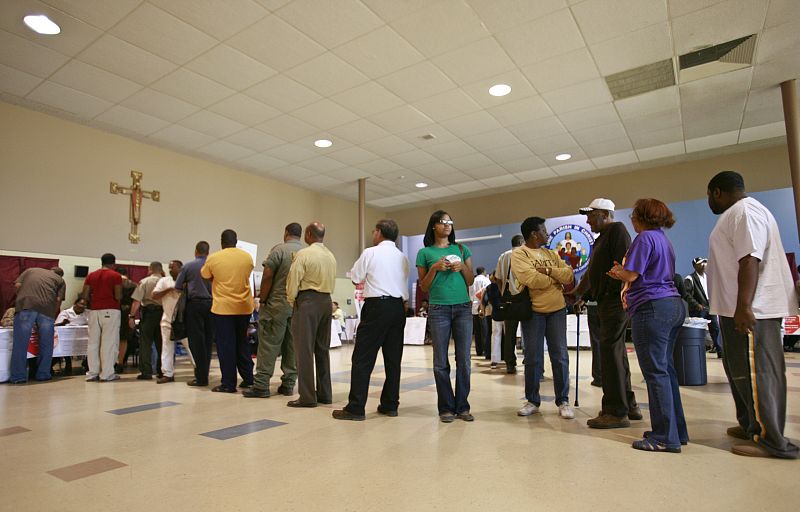 Residents line up to vote in national election at church in New Orleans