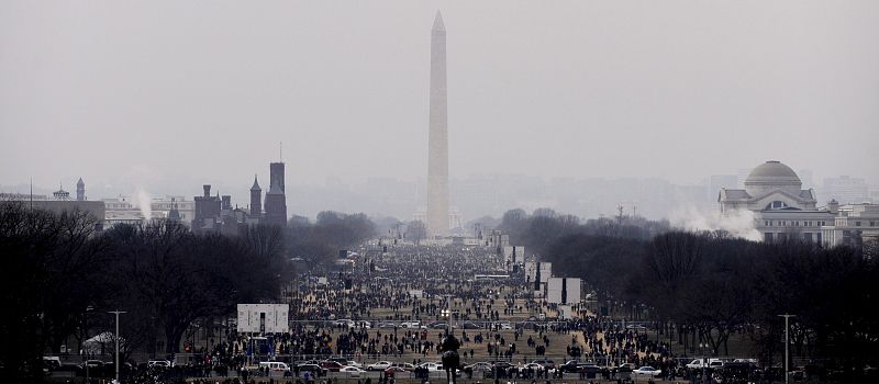 Vista de la explanada frente al monumento de Abraham Lincoln durante los preparativos para la investidura de Barack Obama como nuevo presidente de Estados Unidos.