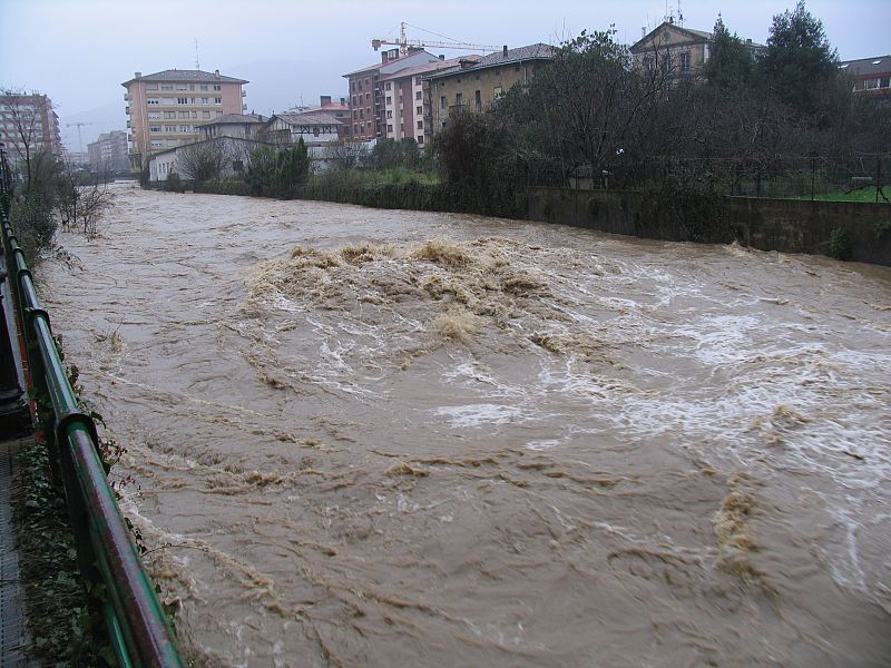 El río Nervión a su paso por Llodio, Álava. 28/01/2009