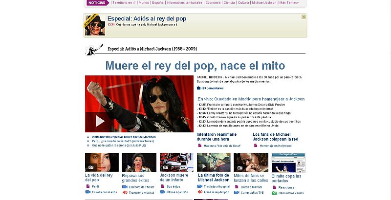 La portada de RTVE.es