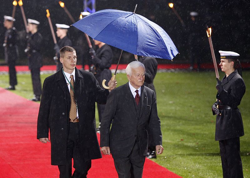 Former German President von Weizsaecker arrives to a reception at the presidential residence of Bellevue Castle in Berlin