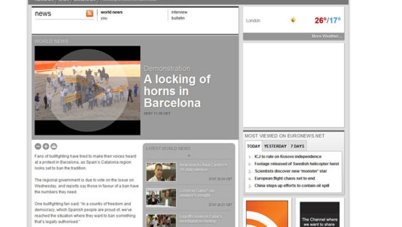 "Bloqueo a los cuernos en Barcelona", titula Euronews.
