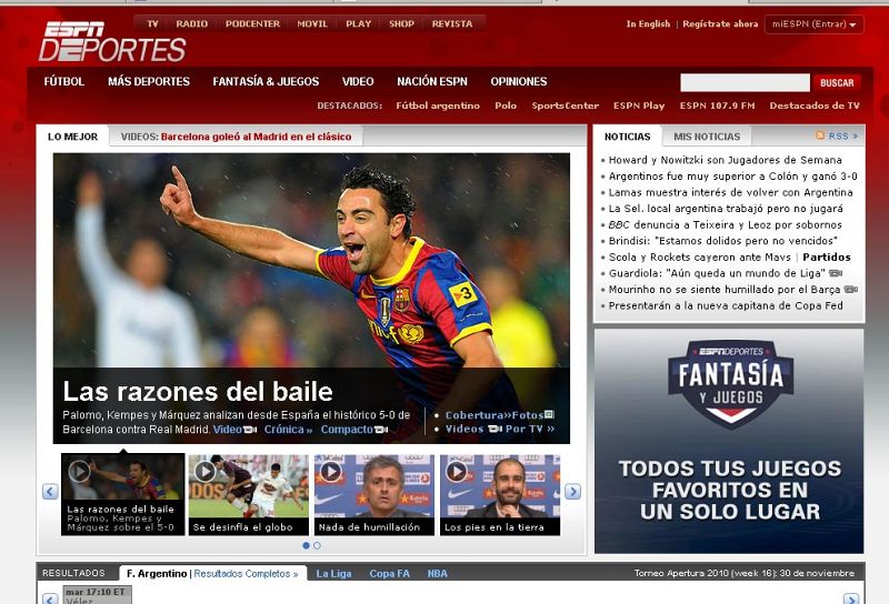 La web deportiva estadounidense ESPN en su edición en español también se ha hecho eco del histórico 5-0, y ofrece su análisis del partido.