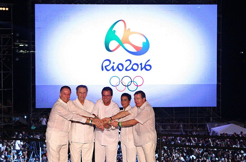 Presentación del logotipo de los Juegos Olímpicos RIO 2016 en las arenas de la playa de Copacabana durante los festejos del año nuevo